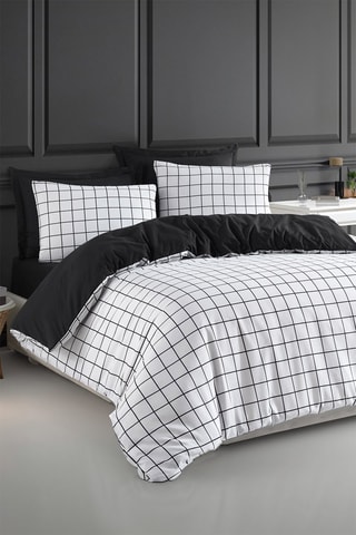 Parure de couette en coton 48 fils/cm² Artus - Blanc et noir