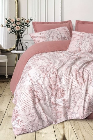Parure de couette réversible en coton - 57 fils/cm² Livara - Rose