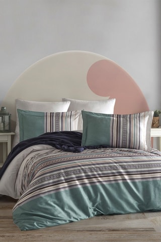 Parure de couette en coton Ash - Vert et blanc