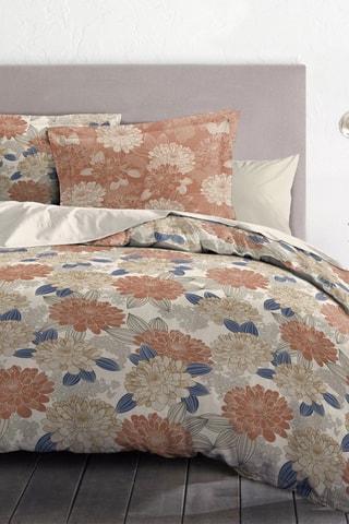 Parure de couette en coton 57 fils/cm² Vendome - Ocre et rose