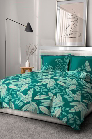 Parure de couette en coton 57 fils/cm² Manaus  - Vert et blanc