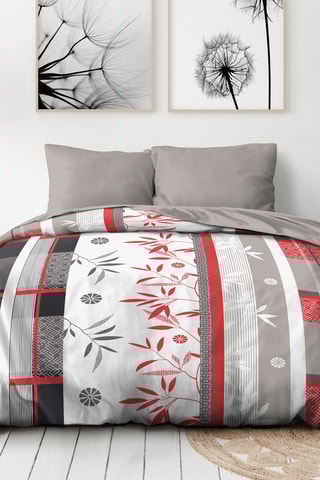 Parure de couette en microfibres Shizuoka - Blanc et gris