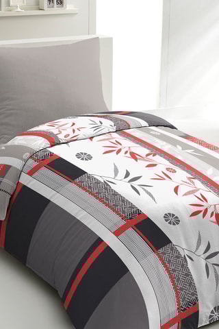 Parure de couette en microfibres Shizuoka - Blanc et gris