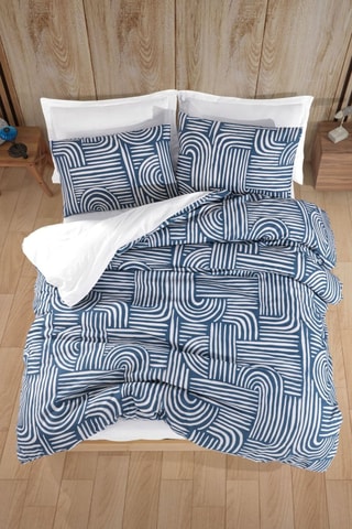 Parure de couette Line Art - Bleu