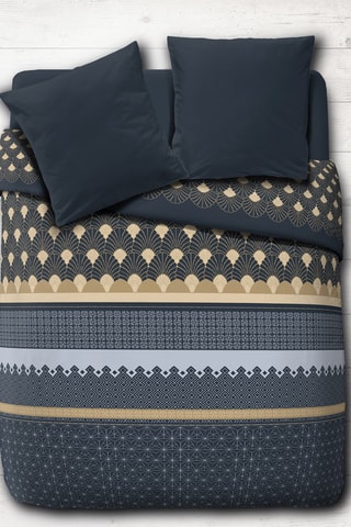 Parure de couette Charlest et couette - Bleu marine, doré et blanc