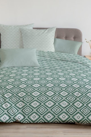 2 parures de couette en coton 57 fils/cm² Fox Trot - Vert et rose
