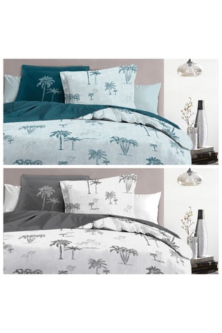 2 parure de couette en coton 57 fils/cm² Tinghir - Vert et gris