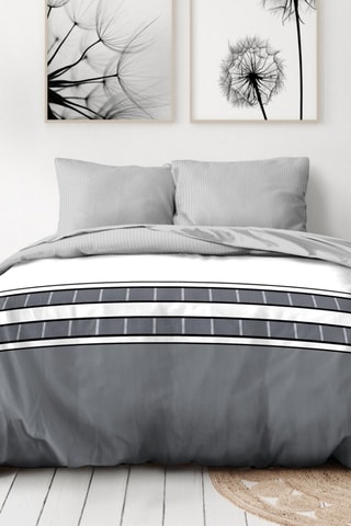 2 parures de couette en microfibre 75 fils/cm² Danxia et Dawson - Gris et blanc