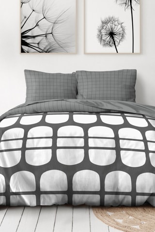 2 parures de couette en microfibre 75 fils/cm² Danxia et Dawson - Gris et blanc