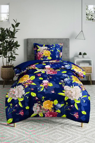 Parure de couette en coton 57 fils/cm² Galanthus - Bleu