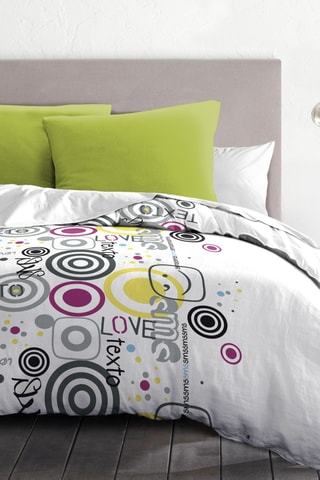Parure de couette Texto - Blanc et vert