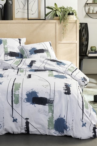 Parure de couette en coton 57 fils/cm² - Blanc et vert