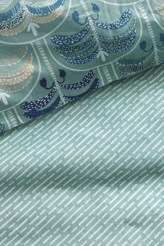 Parure de couette en coton 57 fils/cm² - Vert et bleu