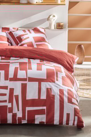 Parure de couette en coton 57 fils/cm² - Rouge et blanc