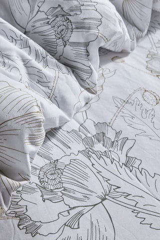 Parure de couette en coton 57 fils/cm² - Blanc et gris