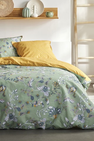 Parure de couette en coton 57 fils/cm² Sunshine - Vert et jaune