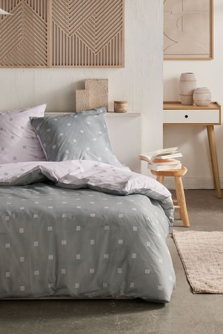 Parure de couette réversible Crazy - Blanc et gris