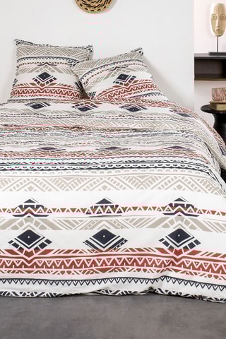 Parure de couette en coton Sunshine - Blanc et bordeaux