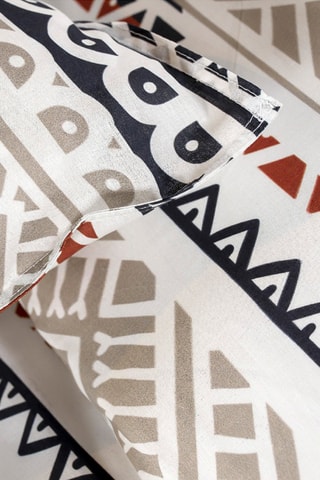 Parure de couette en coton Sunshine - Blanc et bordeaux