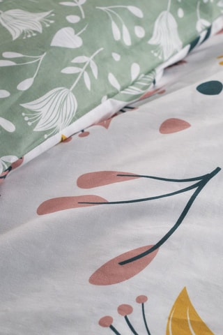 Parure de couette en coton Flanelle - Vert et blanc