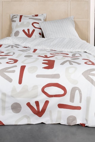 Parure de couette en coton Sunshine - Blanc et rouge brique