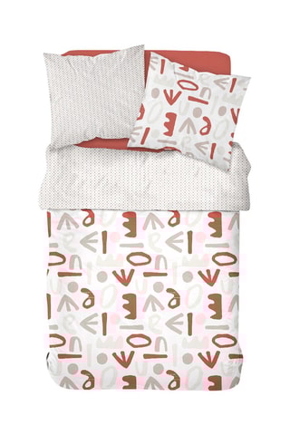 Parure de couette en coton Sunshine - Blanc et rouge brique