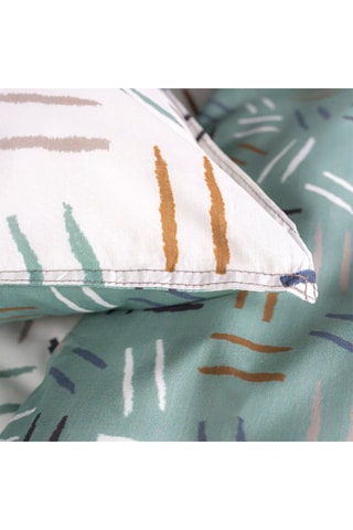 Parure de couette en coton 57 fils/cm² Sunshine - Ecru et vert d'eau