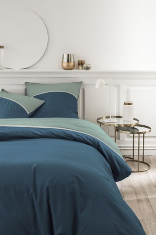 Parure de couette en percale de coton 78 fils/cm² Prestige - Bleu et vert