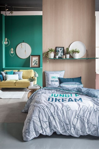 Parure de couette en coton Jungle dream - Vert