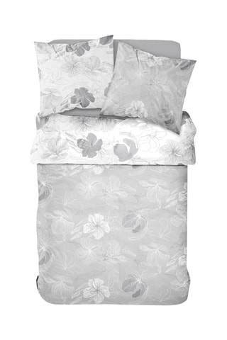 Parure de couette en coton Sunshine - Blanc et gris
