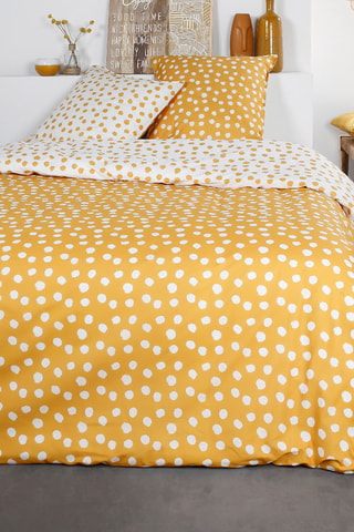 Parure de couette en coton Sunshine - Moutarde et blanc