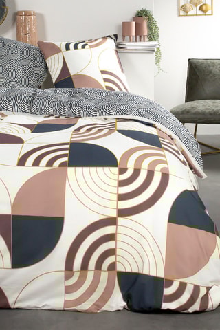 Parure de couette en coton 57 fils/cm² Sunshine - Ecru et rose