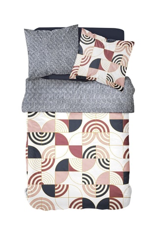 Parure de couette en coton 57 fils/cm² Sunshine - Ecru et rose