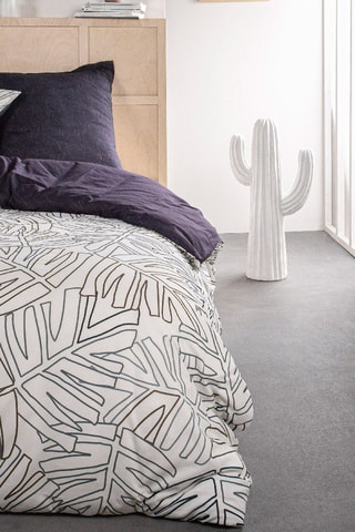 Parure de couette en coton Sunshine - Ecru et bleu