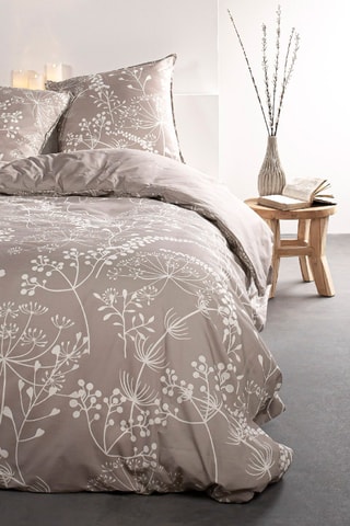 Parure de couette en coton 57 fils/cm² Sunshine 6.12 - Ecru et taupe