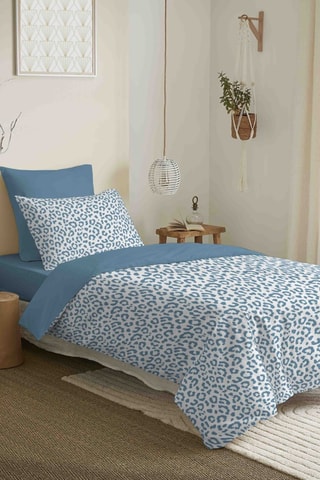 Parure de couette réversible en coton 57 fils/cm² Diana - Bleu