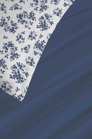 Parure de couette réversible en coton 57 fils/cm² Eloise - Bleu