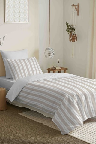 Parure de couette réversible en coton 57 fils/cm² Florence - Naturel