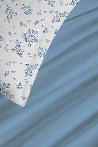 Parure de couette réversible en coton 57 fils/cm² Louise - Bleu