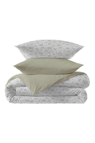 Parure de couette réversible en coton 57 fils/cm² Louise - Sauge