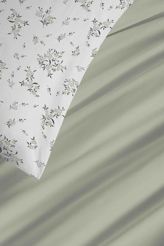 Parure de couette réversible en coton 57 fils/cm² Louise - Sauge