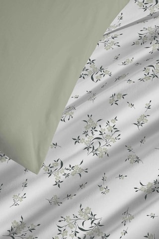 Parure de couette réversible en coton 57 fils/cm² Louise - Sauge