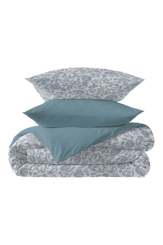 Parure de couette réversible en coton 57 fils/cm² Salma - Bleu