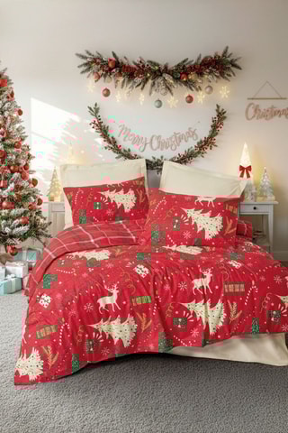 Parure de couette en coton 57 fils/cm² - Rouge