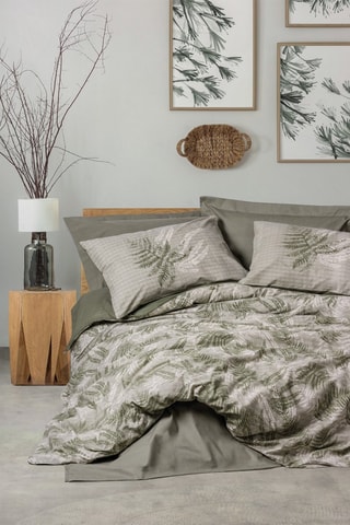 Parure de couette en coton 57 fils/cm² Frond - Kaki
