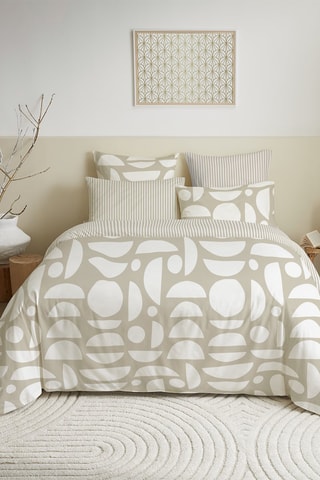 Parure de couette réversible en coton 57 fils/cm² - Beige