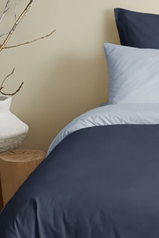 Parure de couette réversible en coton 57 fils/cm² - Bleu marine et ciel