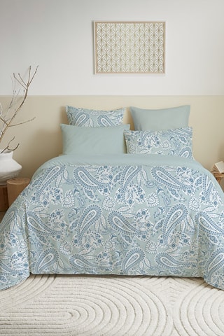 Parure de couette réversible en coton 57 fils/cm² - Bleu