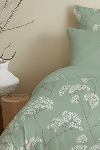 Parure de couette réversible en coton 57 fils/cm² - Vert et blanc