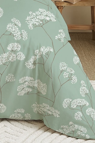 Parure de couette réversible en coton 57 fils/cm² - Vert et blanc